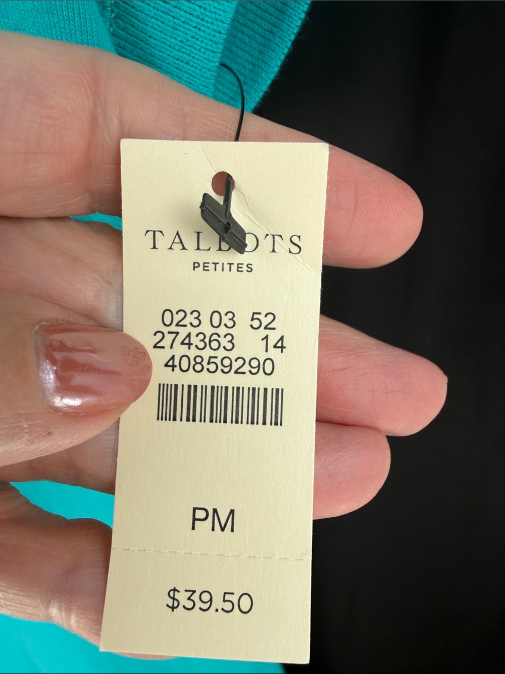 Talbots Stretch Weekend Teal Short Sleeve Tee with Shoulder Buttons - Picture 4 of 7